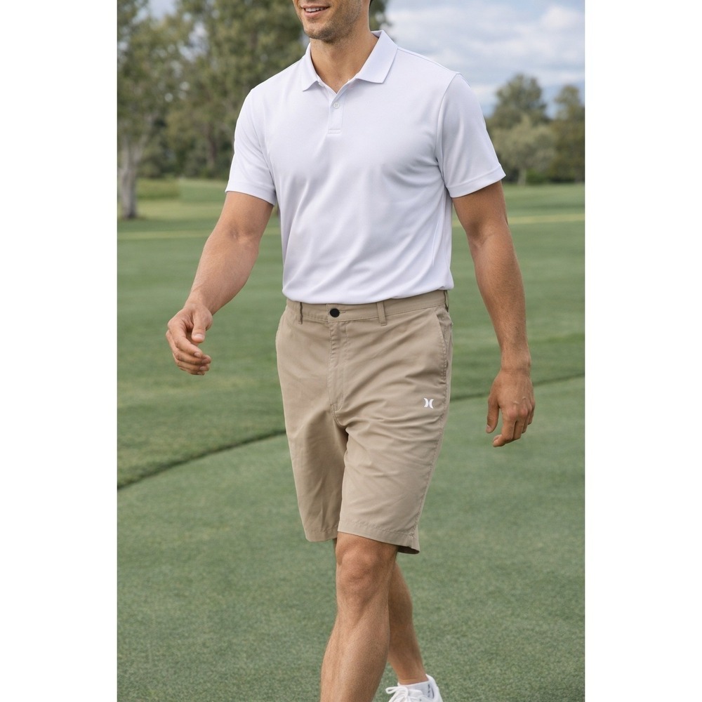 Hurley Golf Shorts Khaki Flat Front Flex Waist Mens Size 38‎